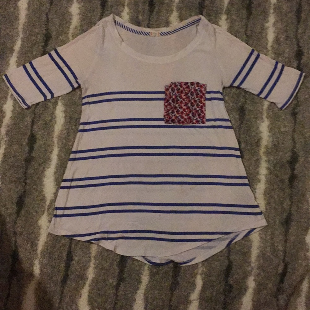 Anthropology Striped 1/4 Sleeve Top